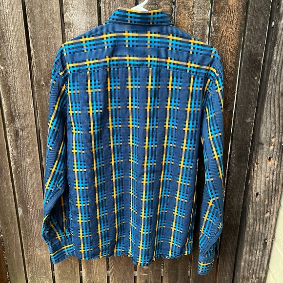 Franco Negretti Men’s Flip Cuff Button Down Plaid Shirt Sz L - Picture 10 of 13
